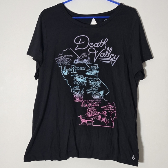 Torrid Curve Tops - Torrid Happy Camper Death Valley Graphic Tee Black Open Back Size 3 Plus